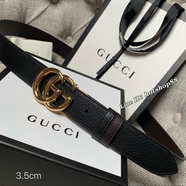 Gucci經典皮帶 古奇小牛皮荔枝紋雙面用腰帶  jjp1344